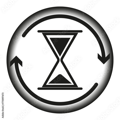 Hourglass cycle icon. Time passing concept. Endless loop with sand timer. Continuous deadline symbol. Vector illustration. EPS 10.