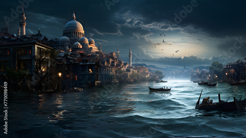 istanbul, flooded, realistic, city, without people realistic, high quality, detailed, color sky