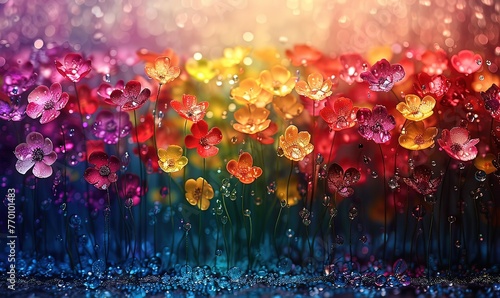 Ai sfondo multicolore astratto e fiori 04 photo