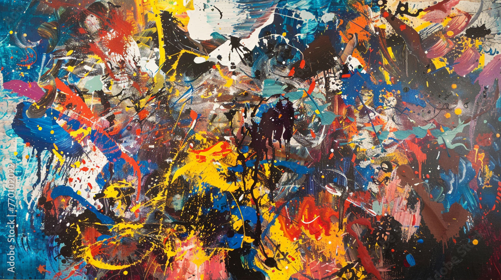 Fototapeta premium Multicolored texture oil painting. Abstract art background. oil on canvas. Rough brushstrokes of paint. Closeup of a painting with oil and palette knife. Highly-textured, high quality details.