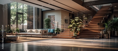 Interior design of modern hall in villa © KRIS