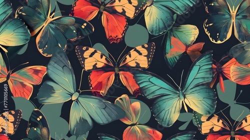 Seamless butterflies pattern background 