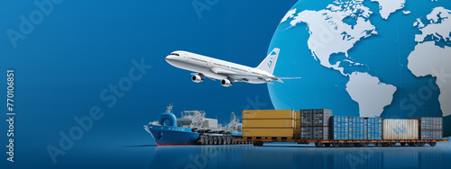 The world logistics background or transportation container cargo shipment, internet of things Concept of fast or instant shipping
