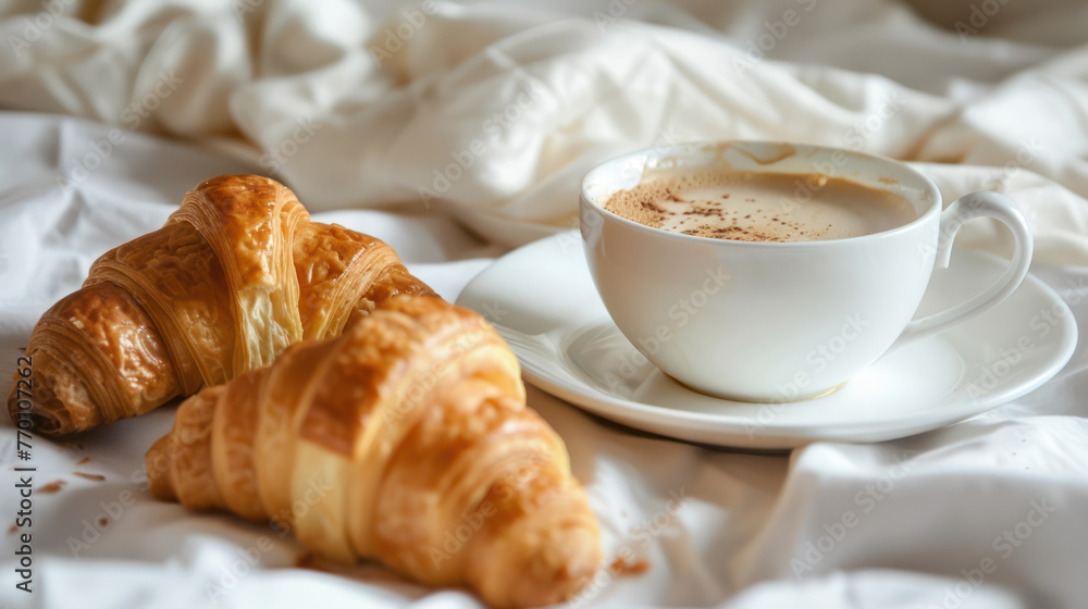 Coffee and Croissants on Bed Coffee and Croissants on Bed