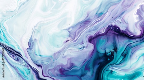 This image captures the stunning beauty of marble swirls with a soothing blue and purple color palette, evoking a sense of calm and serenity