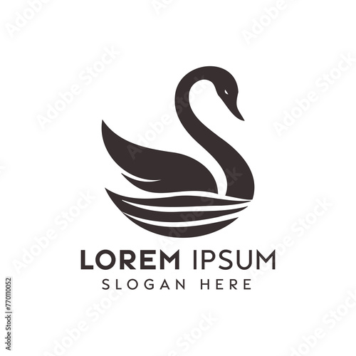 Fototapeta Naklejka Na Ścianę i Meble -  Elegant Black Swan Logo Design for Brand Identity on a White Background