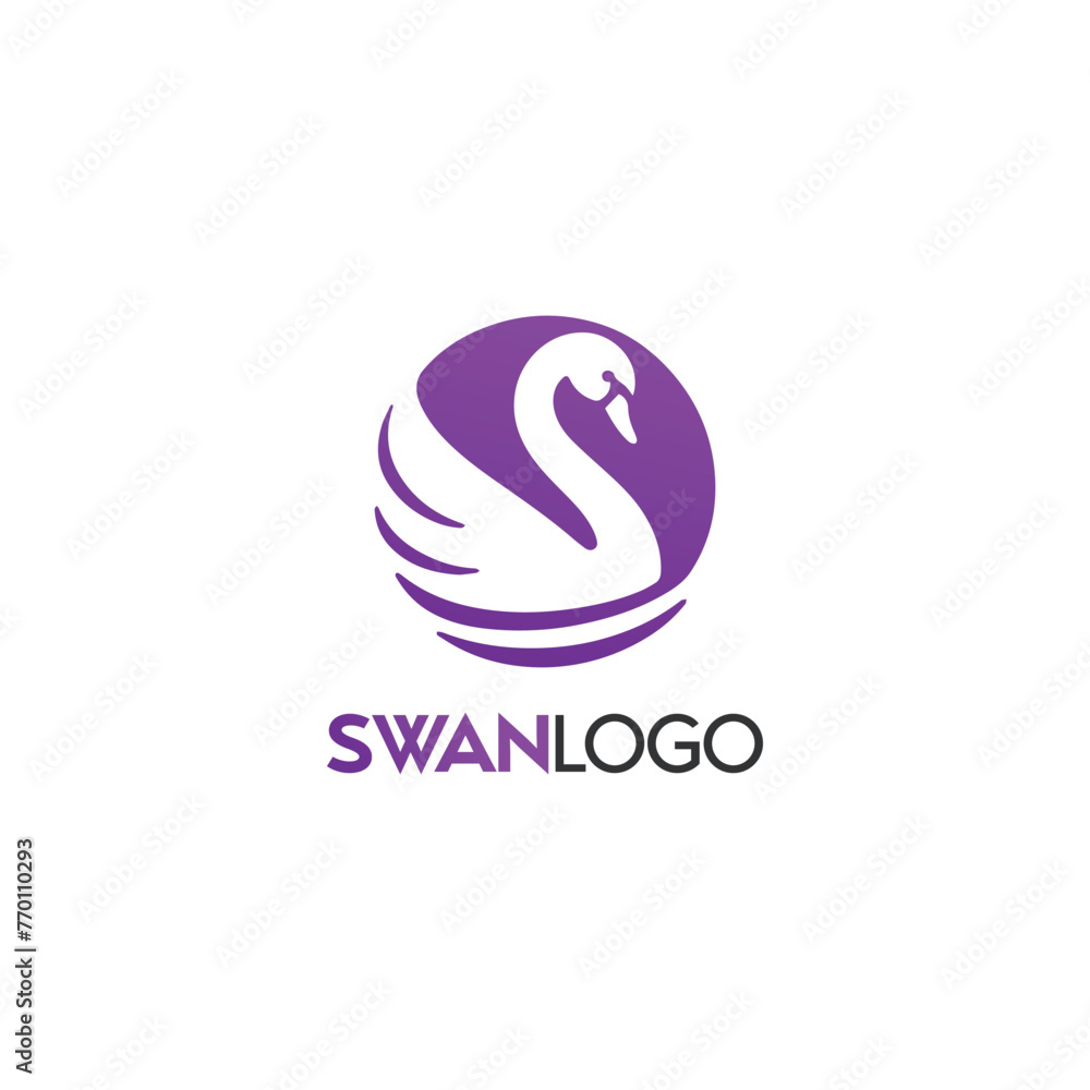 Elegant Swan Logo Design Featuring Purple Color Scheme for Brand Identity Elegant Swan Logo Design Featuring Purple Color Scheme for Brand Identity