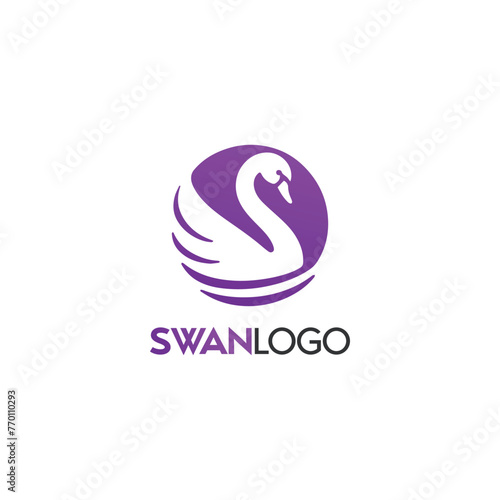 Elegant Swan Logo Design Featuring Purple Color Scheme for Brand Identity