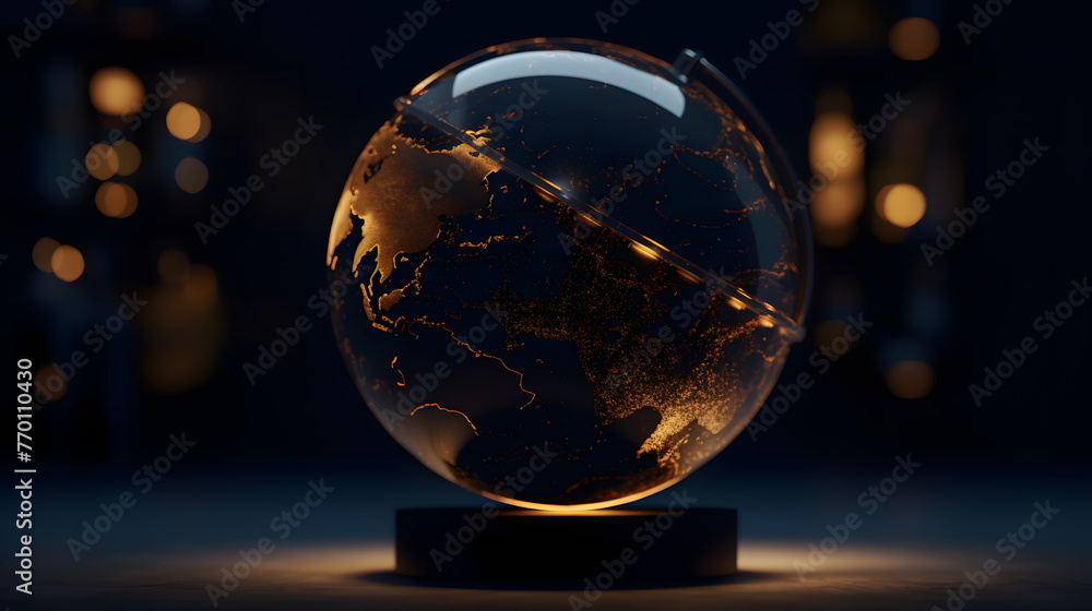 3d globe from around the world in night vision mode