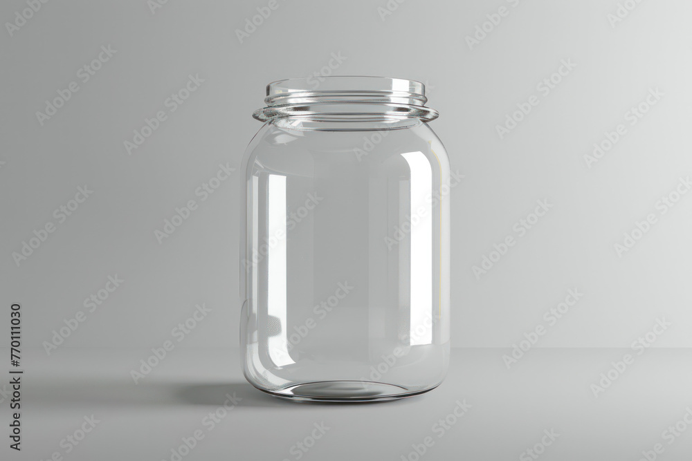 Glass Jar Filled With Water on Table Glass Jar Filled With Water on Table