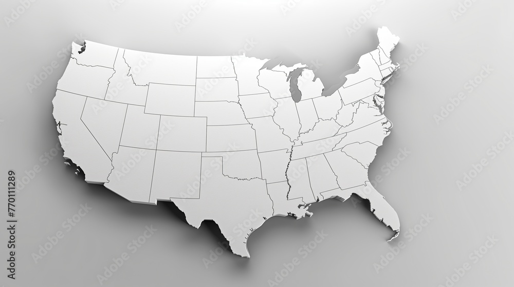 3D White United States Map on Grey Background Stock Illustration ...