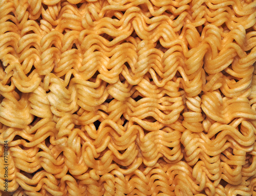 Instant noodles texture background, top view