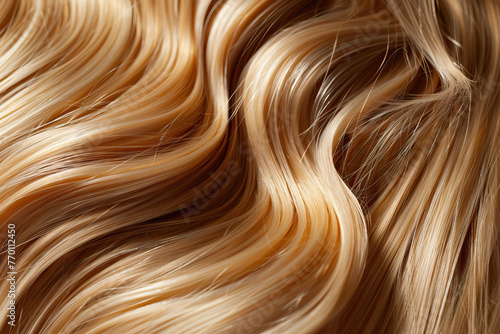 Natural Beauty of Wavy Blonde Hair, Close-Up Texture Background