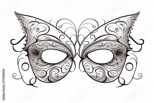 Black and White Drawing of Butterfly Mask