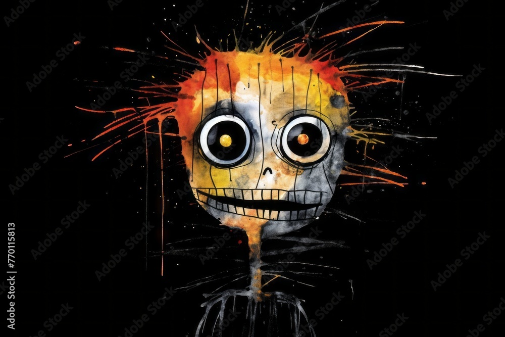 Painting of a Skeleton With Orange Hair