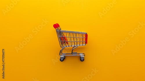 A shopping cart icon on a bright solid color background