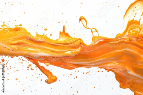 Dynamic Splash of Orange Liquid in Motion on White Background