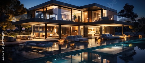 luxury house on night with light © KRIS