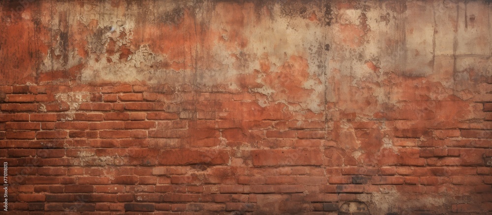 A red fire hydrant stands in front of a detailed close-up of a textured brick wall, showcasing urban elements A red fire hydrant stands in front of a detailed close-up of a textured brick wall, showcasing urban elements