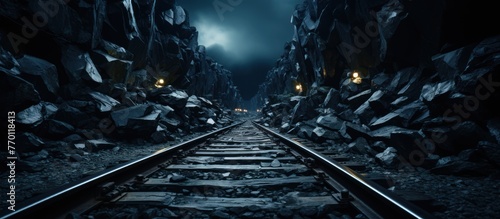 railroad tracks for transportation photo