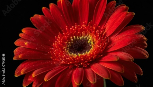 Red Gerbera flower blossom - close up shot photo details spring time  