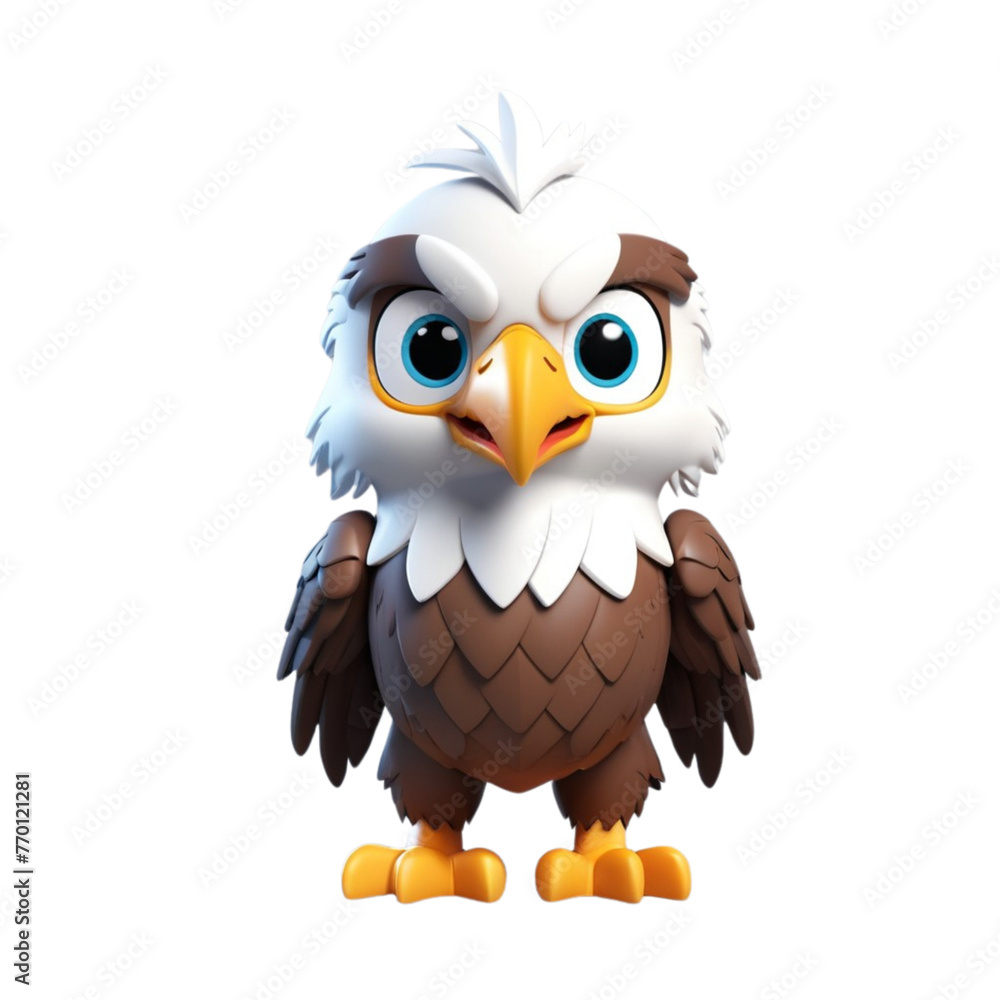 3d rendering of cartoon eagle on Isolated transparent background png. generated with AI 3d rendering of cartoon eagle on Isolated transparent background png. generated with AI