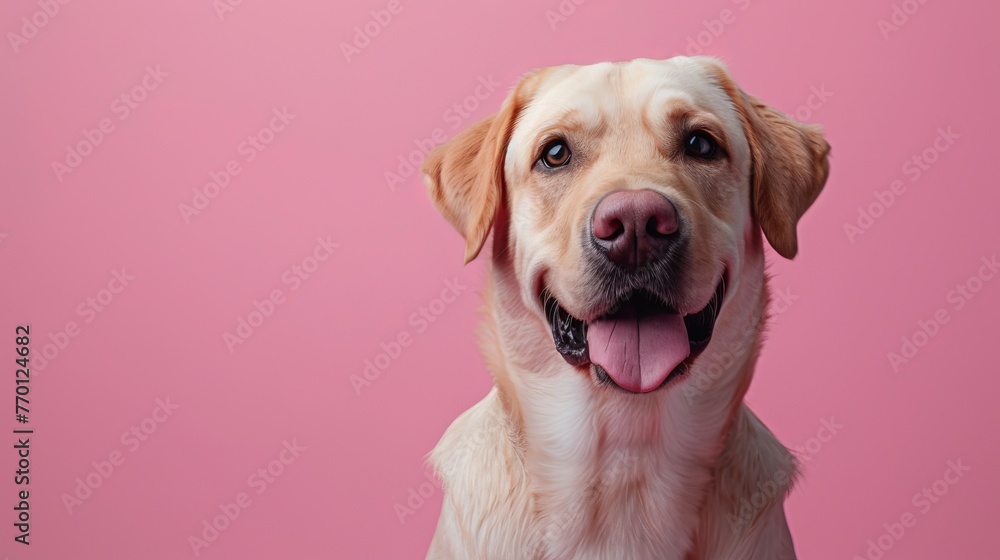 Labrador dog on a pastel pink background Labrador dog on a pastel pink background