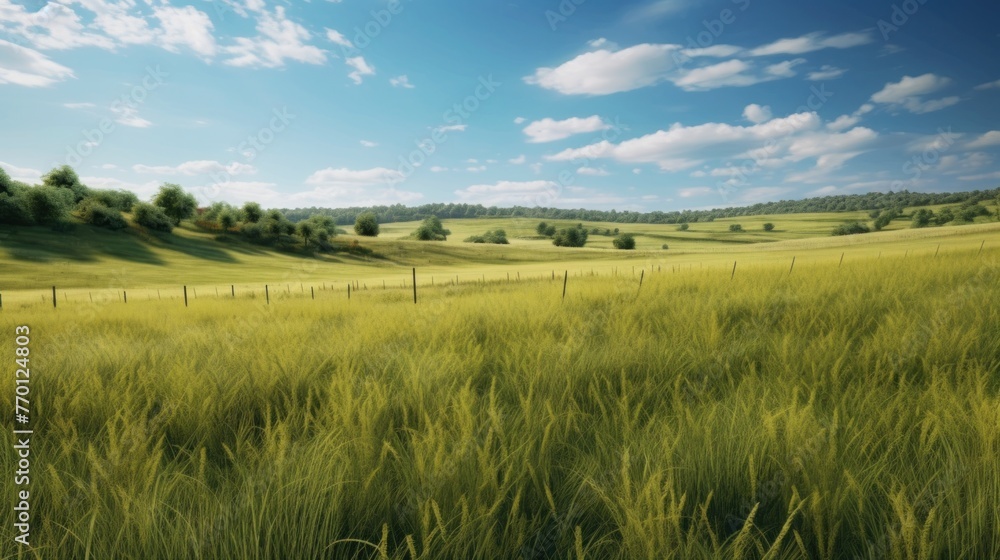 art rural landscape. field and grass