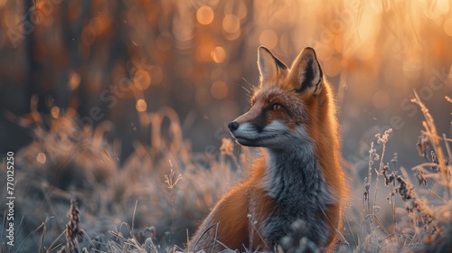 A fox animal on a forest background