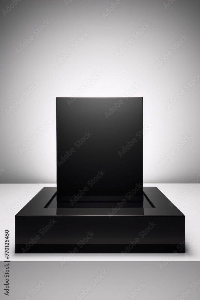 3D rendering of a black podium on a white background in a minimalist style 3D rendering of a black podium on a white background in a minimalist style
