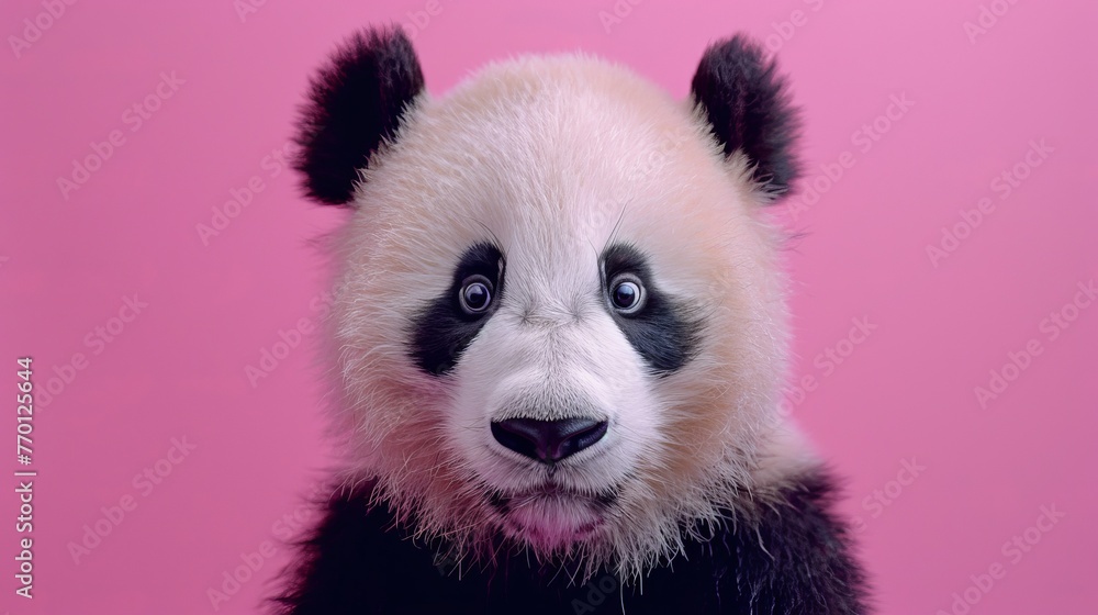 Naklejka premium A playful panda on a clean pastel background