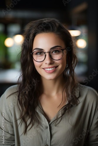 Confident young woman with glasses portrait Generative AI
