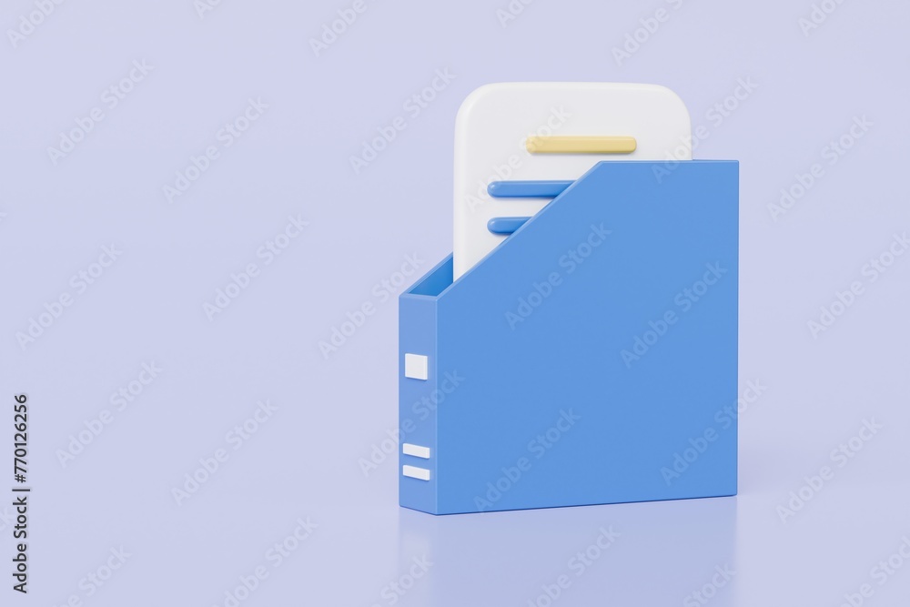 3d Documents storing box with paper documents icon. Document folder archive storage icon. Minimal isolated on purple background. 3d rendering illustration. 3d Documents storing box with paper documents icon. Document folder archive storage icon. Minimal isolated on purple background. 3d rendering illustration.