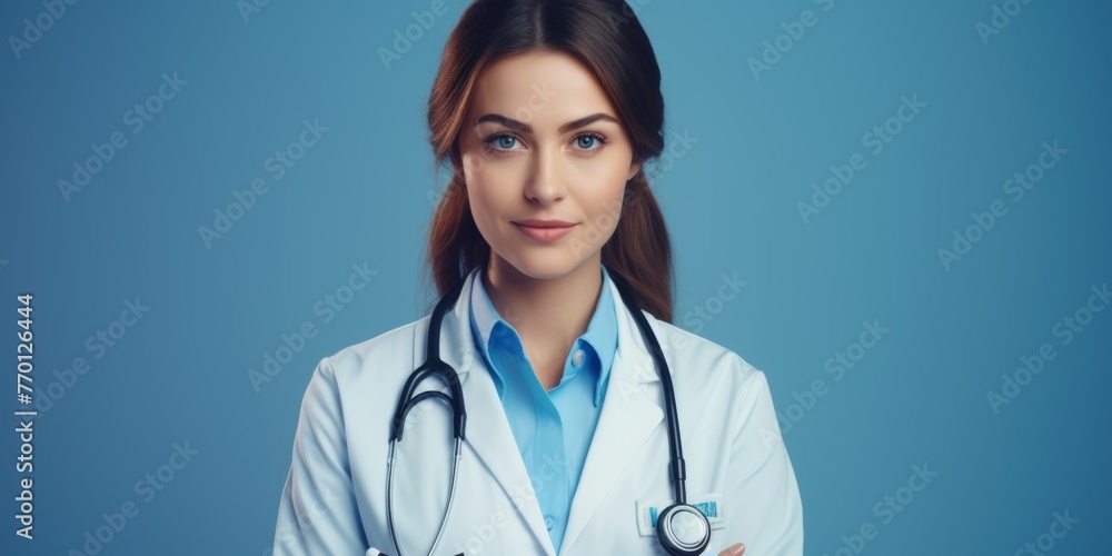 female doctor in a white coat portrait Generative AI