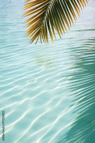 palm leaves against the background of azure ocean water Generative AI