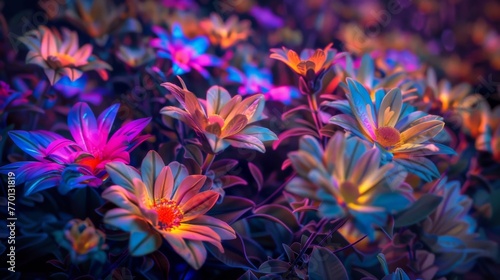Witness a symphony of hues as these explosive flowers bloom under the cover of darkness. © Justlight