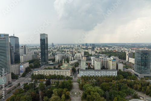 Panorama Warszawy widok z pałacu kultury  photo