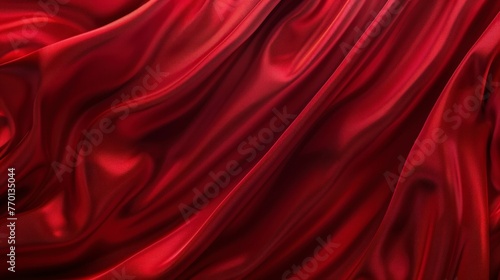 red silk satin. Gradient. Olive color. Luxury elegant abstract background for design, text. Light dark shade. Matte, shimmer. Curtain. Drapery. Fabric, cloth texture - generative ai