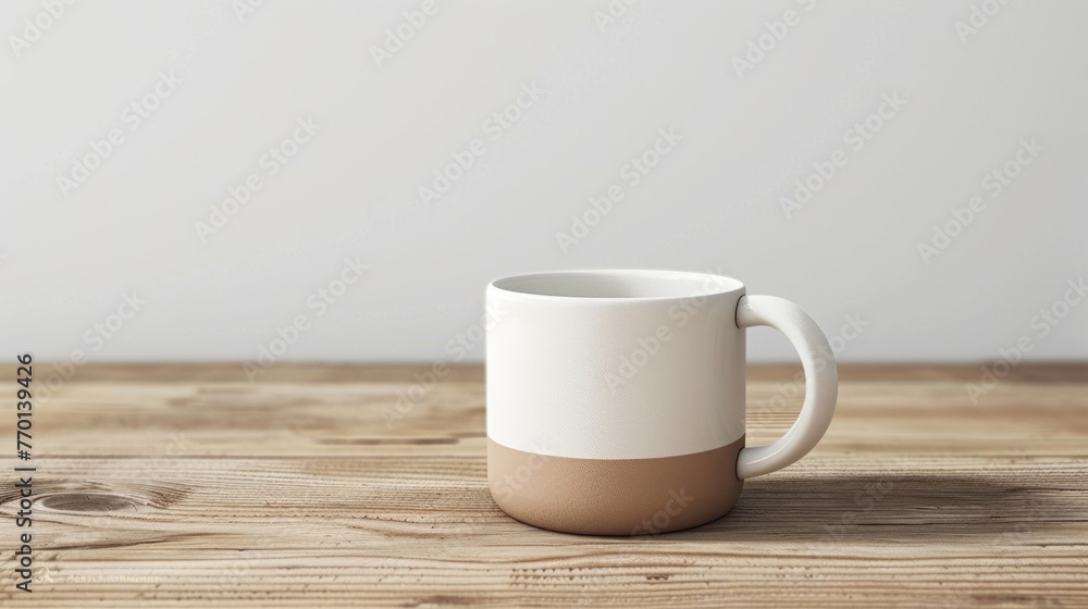Blank mockup of a ceramic mug with a minimalist design for branding. Blank mockup of a ceramic mug with a minimalist design for branding.