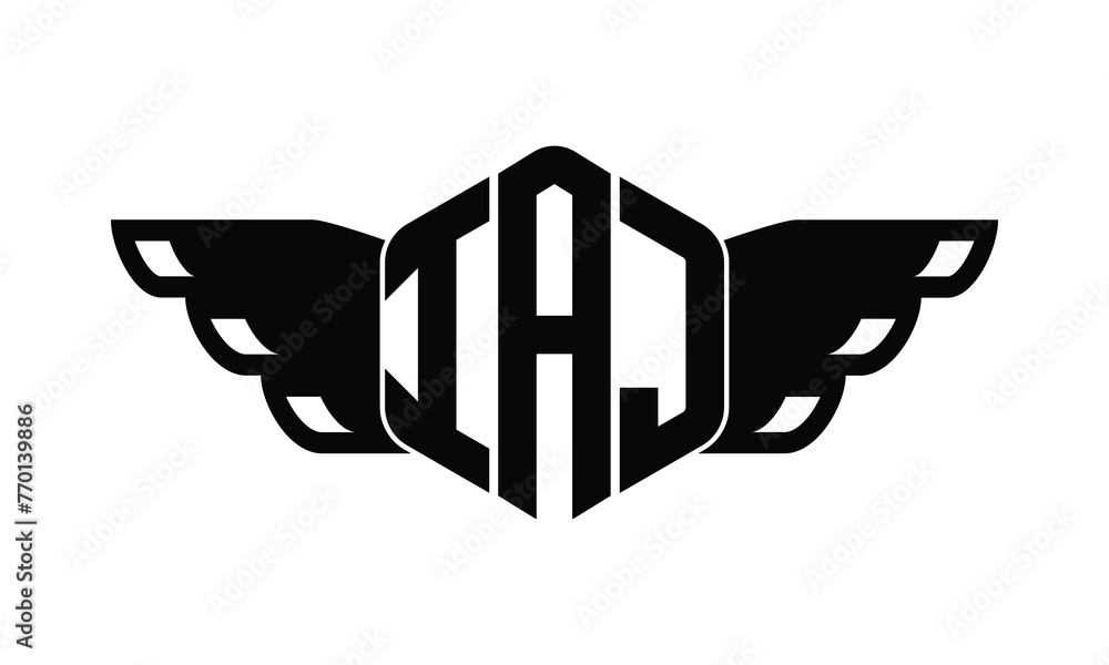 IAJ polygon wings logo design vector template. IAJ polygon wings logo design vector template.