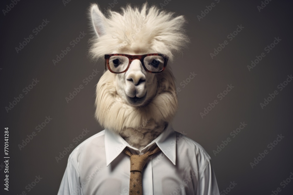 an older lama in white shirt with a white hair an older lama in white shirt with a white hair