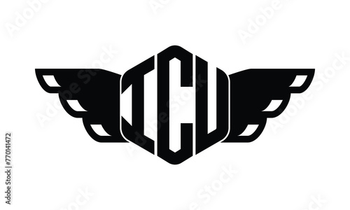 ICU polygon wings logo design vector template.