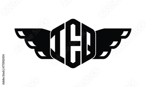 IEQ polygon wings logo design vector template. photo