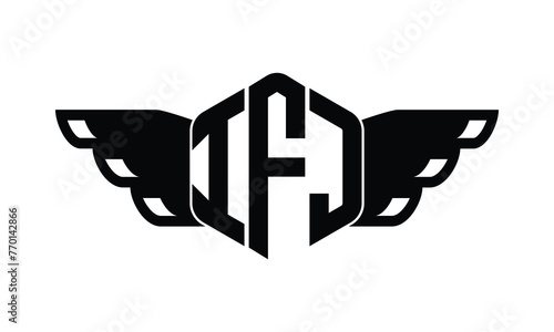 IFJ polygon wings logo design vector template. photo