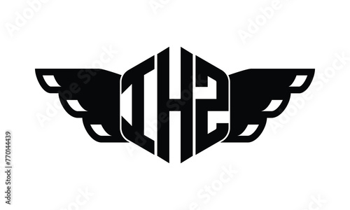 IHZ polygon wings logo design vector template. photo