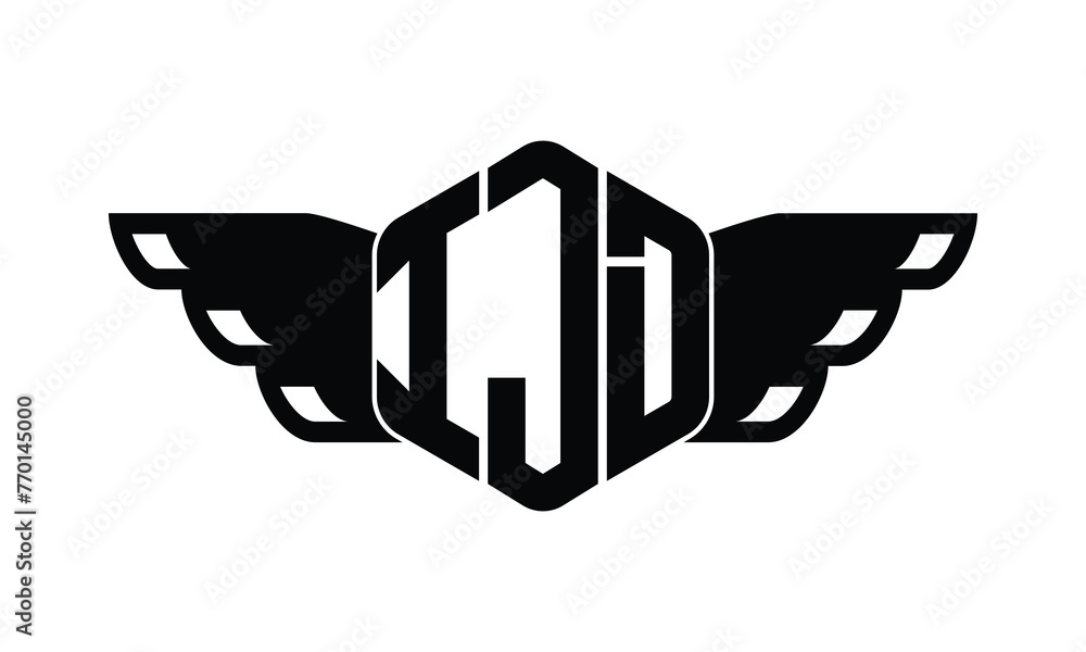IJD polygon wings logo design vector template. IJD polygon wings logo design vector template.