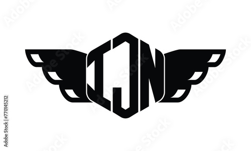 Fotografia IJN polygon wings logo design vector template.