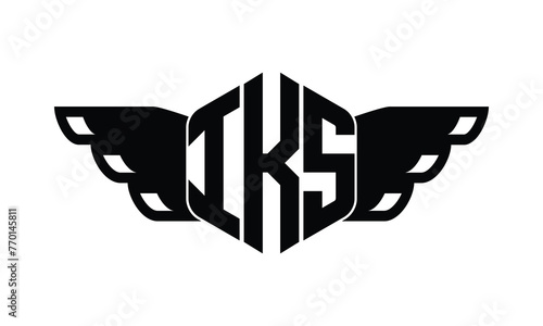 IKS polygon wings logo design vector template. photo