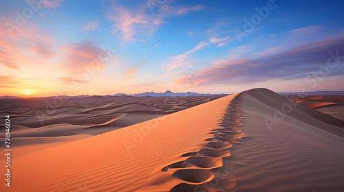 Divine Dawn in the Desert: A Spectacular Display of Nature's Color Palette against Harmonious Terrain