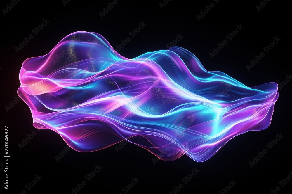 Experience futuristic vibes with the mesmerizing motion of an abstract holographic neon wave. Experience futuristic vibes with the mesmerizing motion of an abstract holographic neon wave.